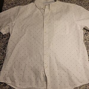 Free Assembly Men's Large White Floral‎ Button Down Shirt